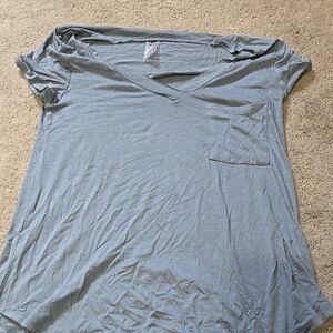 Women's Blue V-Neck Top Runs Big